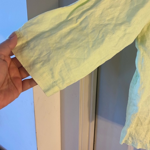 Lulu-B 100% Linen Lime Green Lagenlook Loose Top, size Large - Picture 6 of 10